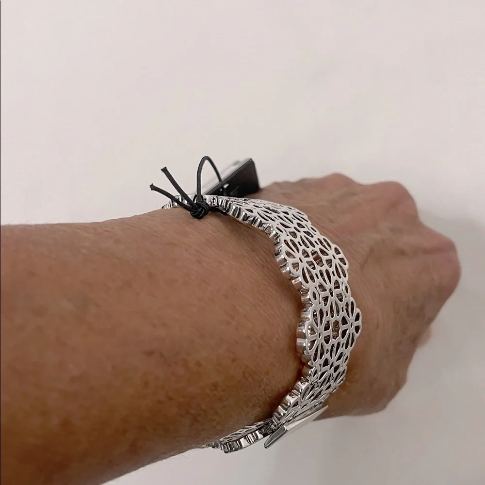 Kate Spade Silver Floral Cutout Bracelet 7” NWT - Picture 10 of 11